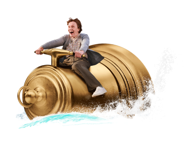 Lady on a jet ski shaped like a bell