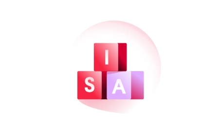 Illustration of three stacked blocks displaying the letters I, S and A